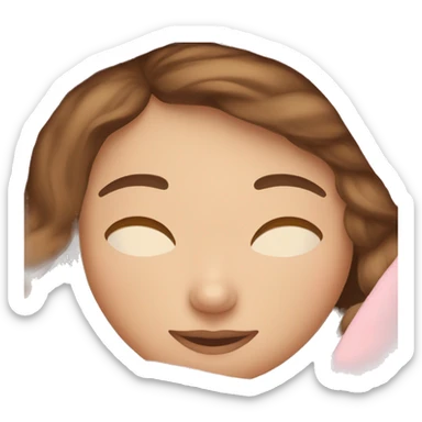 White girl brown  hair sleeping with pink blanket sticker