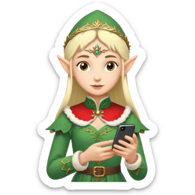 elf with russia custome dress and smartphone sticker