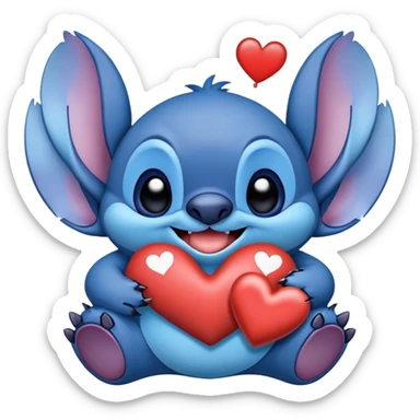 Stich con un corazón diciendo hola bombón sticker