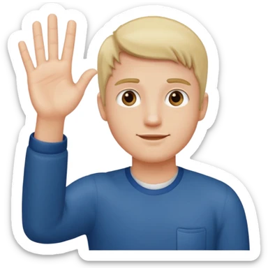 A guy with his left hand higher right lower left hand with a 6 on it right with a 7 sticker