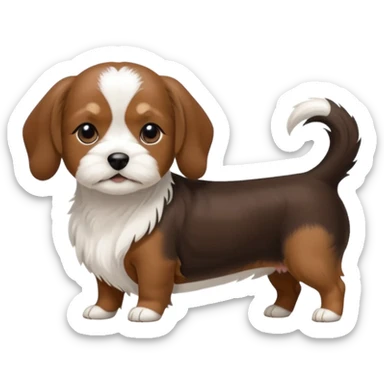 Miniature chocolate brown and tan dachshund wagging its tail with fluffy black shih tzu sticker