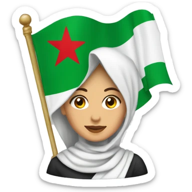 Une femme voilée tenant un drapeau d’Algérie  sticker