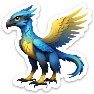  Cool Edgy blue-yellow-black-gradient ethereal badass Raptor-Gryphon-Trico-animal-creature full body  sticker