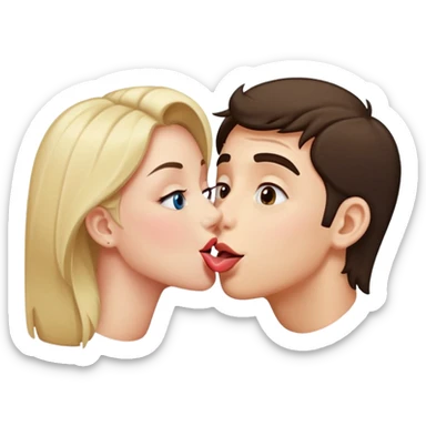 person leaning in for a kiss, eyes rolled back, tongue out, playful expression sticker