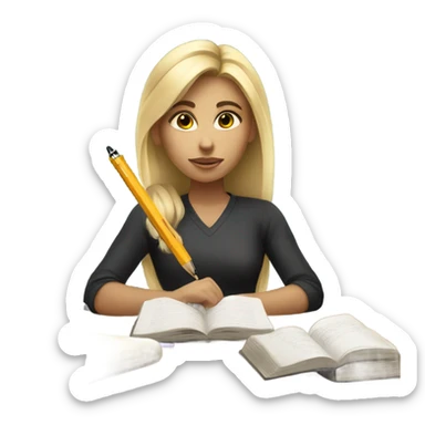 A Blonde girl studying  sticker