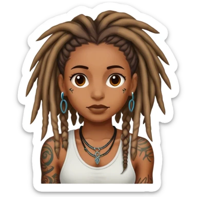 a brown skin girl with dreads and tattoos sticker