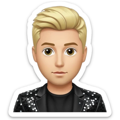 Lance Bass from 'N Sync with blonde hair, black sequin outfit, light skin sticker