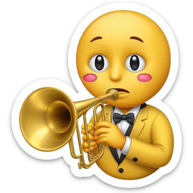 Emoji triste tocando el trombón sticker