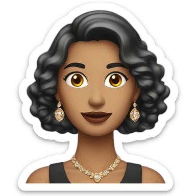 mujer elegante joven con joyeria fina alegre sticker