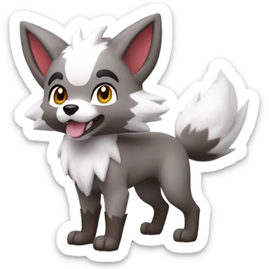 Kawaii Cool Chibi Poochyena-Rocruff-Lycanroc-Pokémon Full Body Detailed High Quality sticker