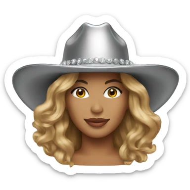 beyonce with a silver cowboy hat emoji sticker
