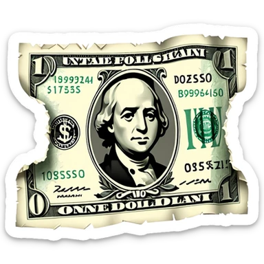 Ripped dollar bill sticker