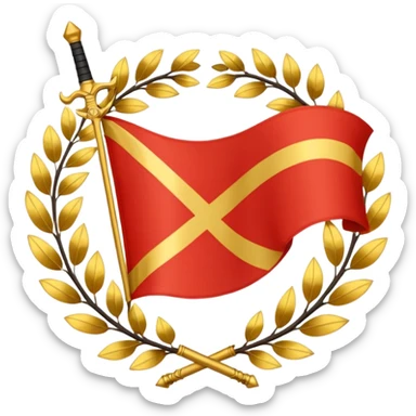 flag emoji two red diagonal stripes black stripe in middle golden sword in center with golden wreath sticker