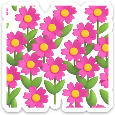 pink flowers with yellow centers, cute and playful design, different perspective sticker