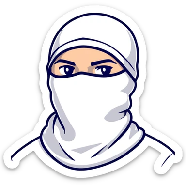 A cool hustler wearing a white balaclava and looking confident sticker