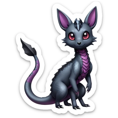 Shiny Dark Cute Majestic Sophisticated Modern Gothic Gloomy Futuristic Scaly Cyber-Salandit-Umbreon-Delcatty-Hybrid (Full body) sticker
