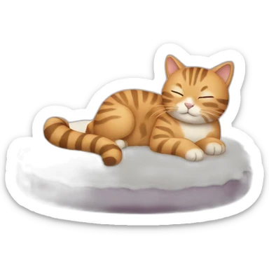 a cat lying on a plush bed sleeping sticker