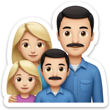 Family of 5: Mom, dad, 2 boys, one girl. Kids have blonde hair. Mom has light brown hair. Dad has black hair with mustache. sticker