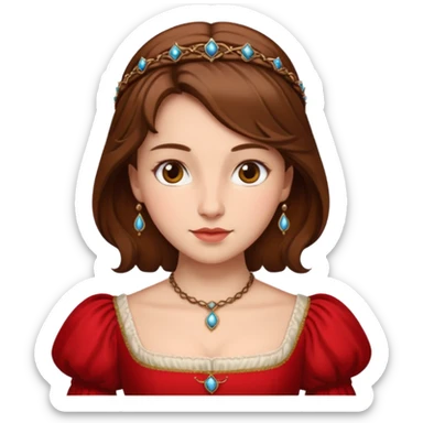Renaissance lady – brown hair, red dress  sticker