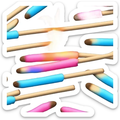 Pink and blue neon a burning match sticker