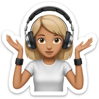 Girl dj headphones on bumping music sticker