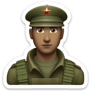 realistic ussr soldier serious with military takes sticker