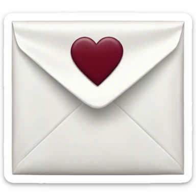 White envalope sealed with a little burgundy heart  sticker