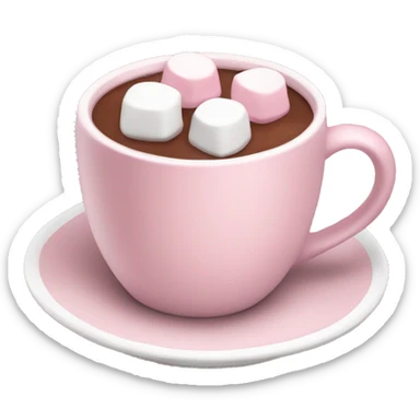 Light Pink mug of hot chocolate with marshmallows  sticker