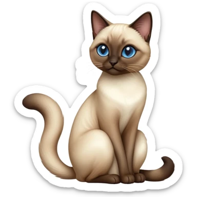 cinematic-[siamese cat]-realistic-full-body-sitting-emoji,-tail-curled-playfully-around-its-paws,-head-tilted-dramatically,-slek-[siamese]-fur,-simplified-yet-realistic-focused-features,-highly-detailed,-glowing-with-an-almost-sarcastic-glow sticker