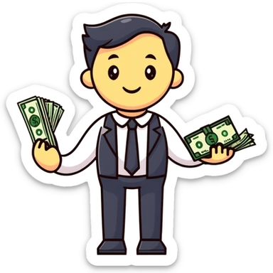 accountant with money and financial graphs sticker
