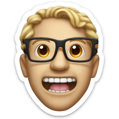 A nerd with two teeth out of his moth sticker