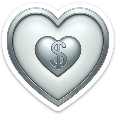 white heart with a dollars border sticker