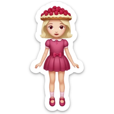 Raspberry torte human full body and legs girl with a raspberry barrette on her head sticker