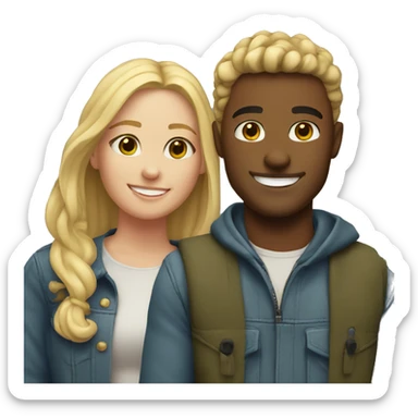Blonde girl with her boyfriend outdoors smiling sticker