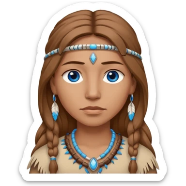 can you make a light native American emoji with light brown hair and blue eyes  sticker