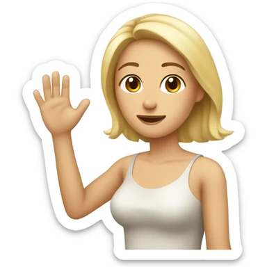 Mujer rubia blanca levantando la mano sticker