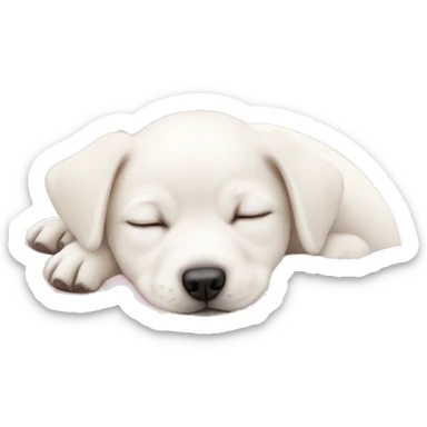 White puppies sleeping in bed pink pastel sticker