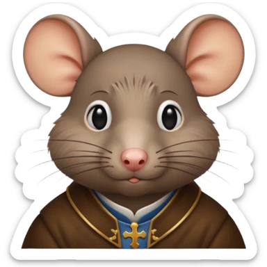A rat with a Catholic tonsure style haircut like st Thomas aquinas sticker