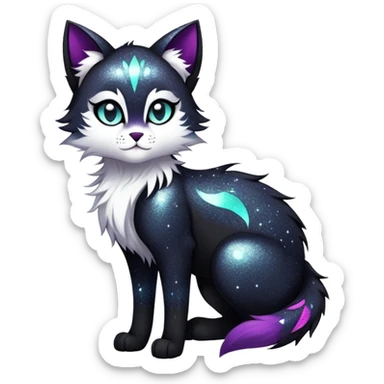 Vibrant edgy gothic Falvie-Fionbri-creature-sparkle-feline-fursona, full body, with random markings sticker