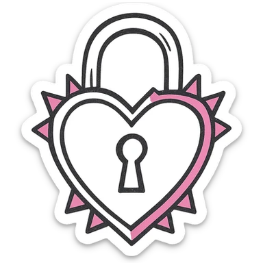 BLACKPINK-inspired gothic lock, no hearts, sketchy and bold, black and pink sticker