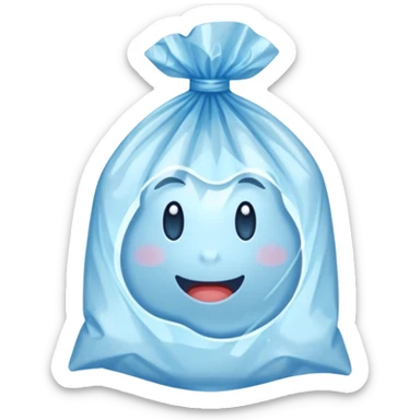 plastic bag containing water, slightly crumpled, light blue tint sticker
