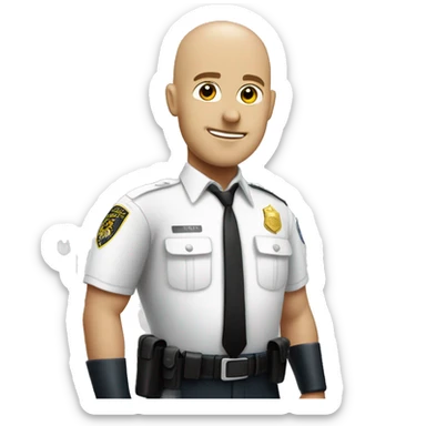 A White Police man bald with Big ANGEL WINGS sticker