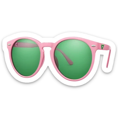 Sunglasses with the number 67 pink and green sticker