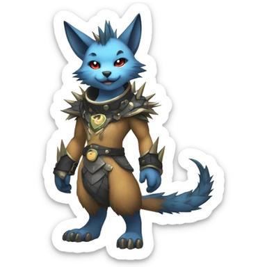 Anthro Sona Fakemon with a spiked collar Full Body sticker