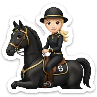 girl racing riding horse wearing racing cloth black with number sticker