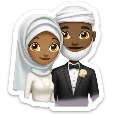 Black Hijabi woman and Desi Muslim man wedding sticker
