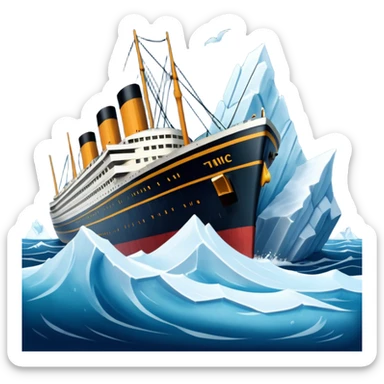 titainic crashing into an iceberg sticker