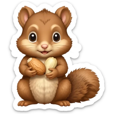 baby squirrel hold a peanut sticker