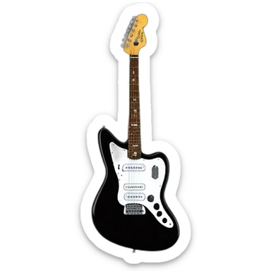 hyper realistic black fender jaguar guitar with single coils pickup and black pickguard sticker