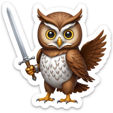 An owl fighting with a sword. sticker